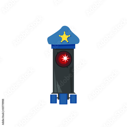Wallpaper Mural Cute little robot police, vector flat cartoon illustration Torontodigital.ca