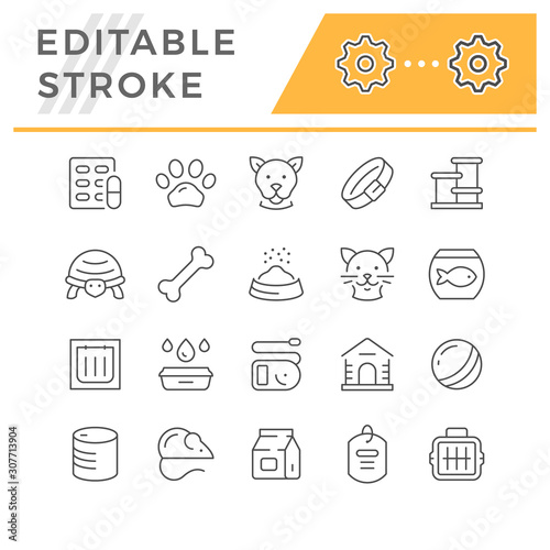 Set line icons of pet
