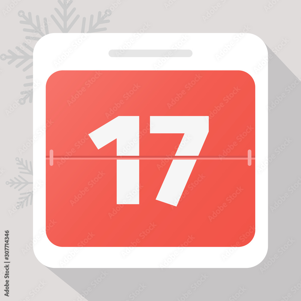 Calendar icon. Calendar Date with snowflakes. Number 17. Time management. Calendar icon. Calendar Date with snowflakes. Number 17. Time management.