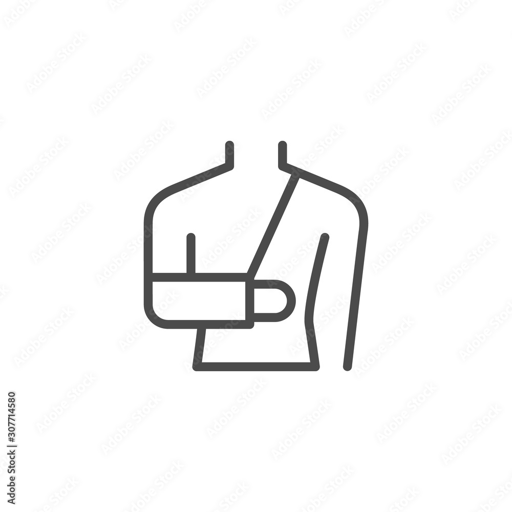 Arm fractures orthopedic cast line outline icon Arm fractures orthopedic cast line outline icon