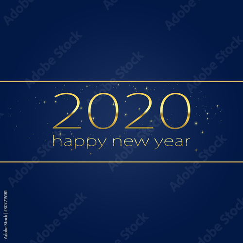 2020 Happy new year stylish graphic design. Happy new yea 2020 blue.