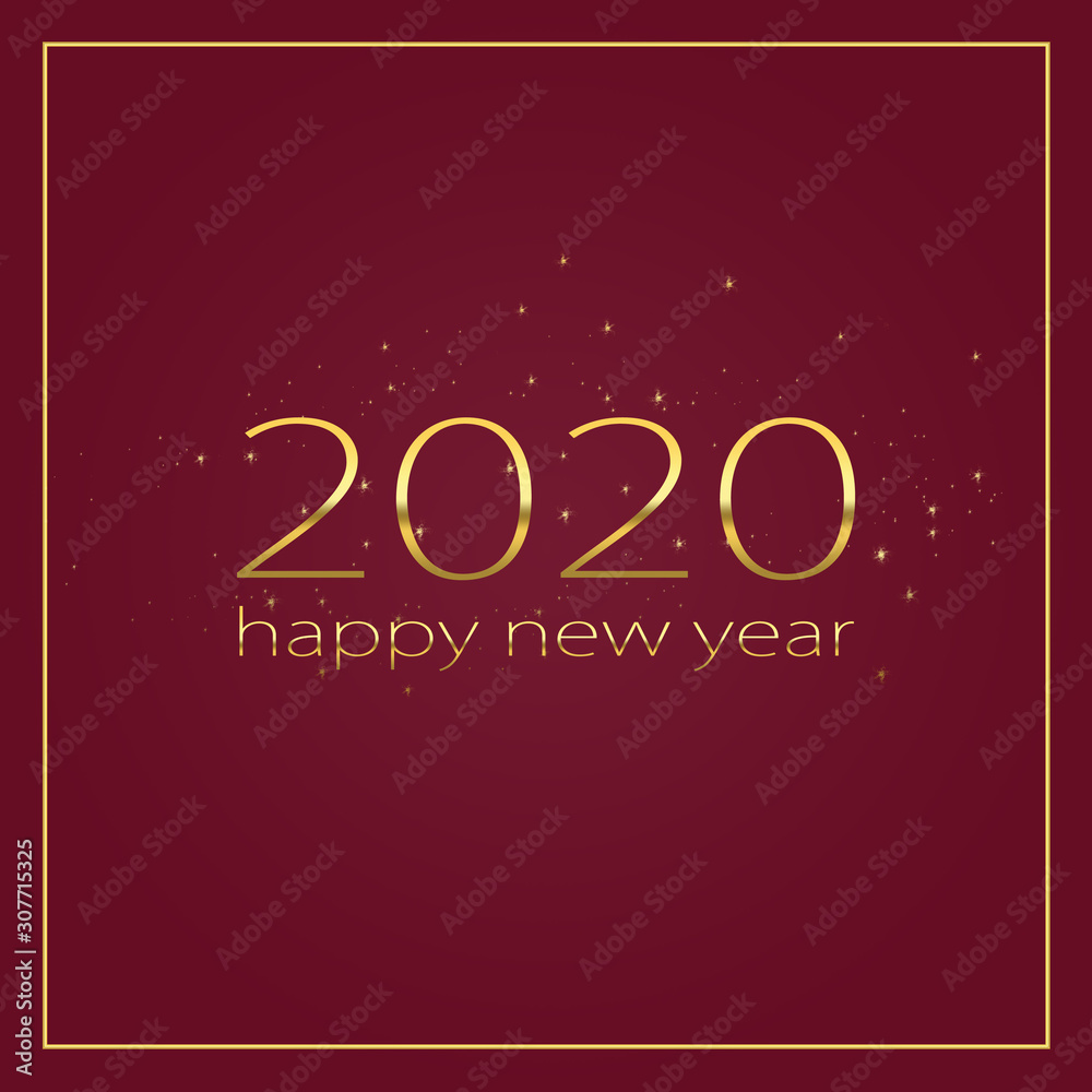 2020 Happy new year stylish graphic design. Happy new yea 2020 red.