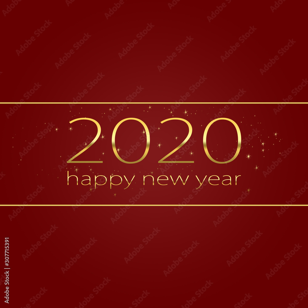 2020 Happy new year stylish graphic design. Happy new yea 2020 red.