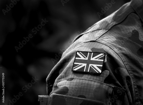 Fototapeta Flag of United Kingdom on military uniform