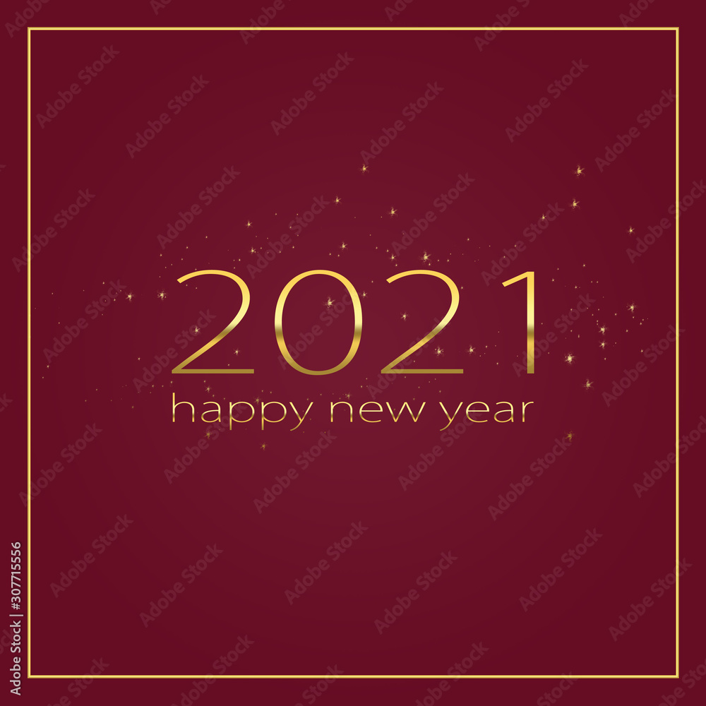 2021 Happy new year elegant graphic design. Happy new yea 2021 red.