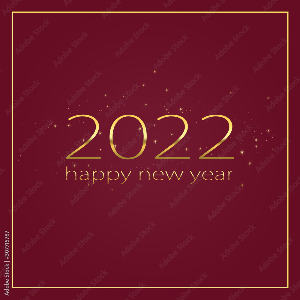 2022 Happy new year elegant graphic design. Happy new yea 2022 red