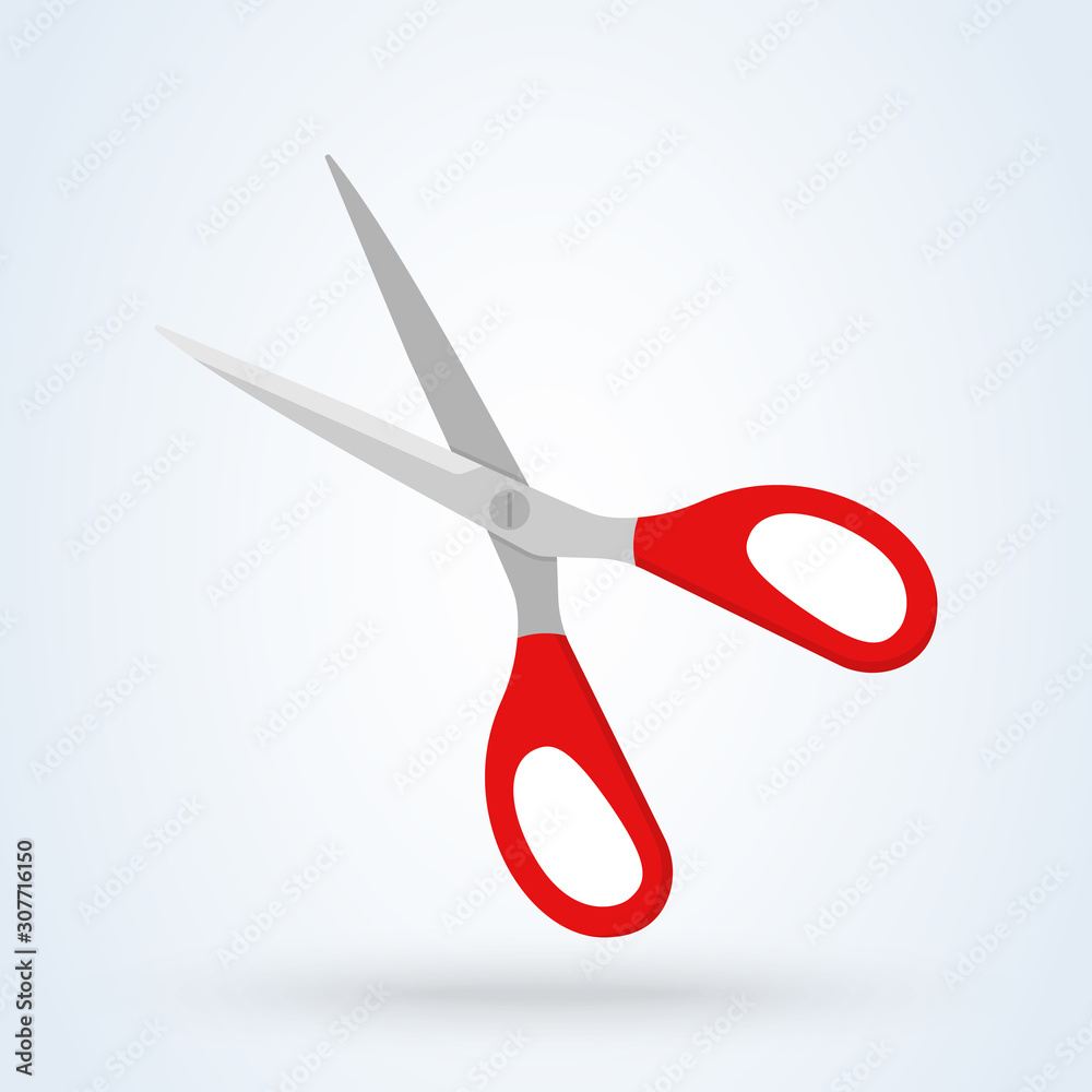 open scissor in white background. Simple vector modern design illustration. open scissor in white background. Simple vector modern design illustration.