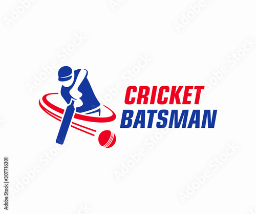 Cricket player logo design. Cricket batting vector design. Batsman logotype