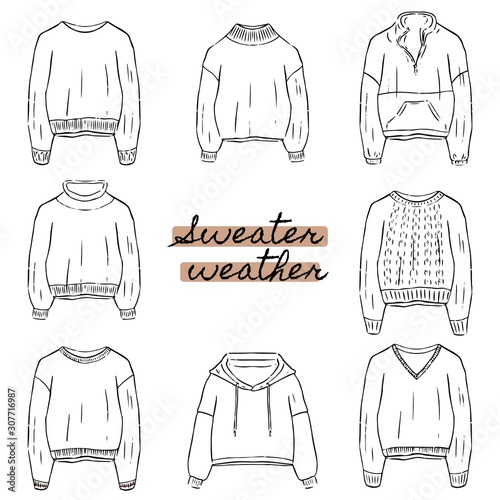 Canvas Print Cute winter wool sweaters and jumpers icons set