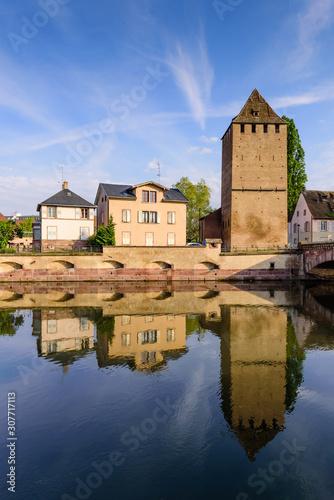 Sightseeing of France. Beautiful view of Petite France quarter. A popular attraction in Strasbourg