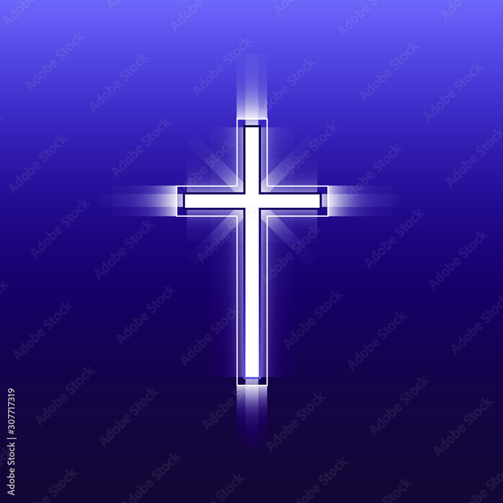Cross with light, vector illustration