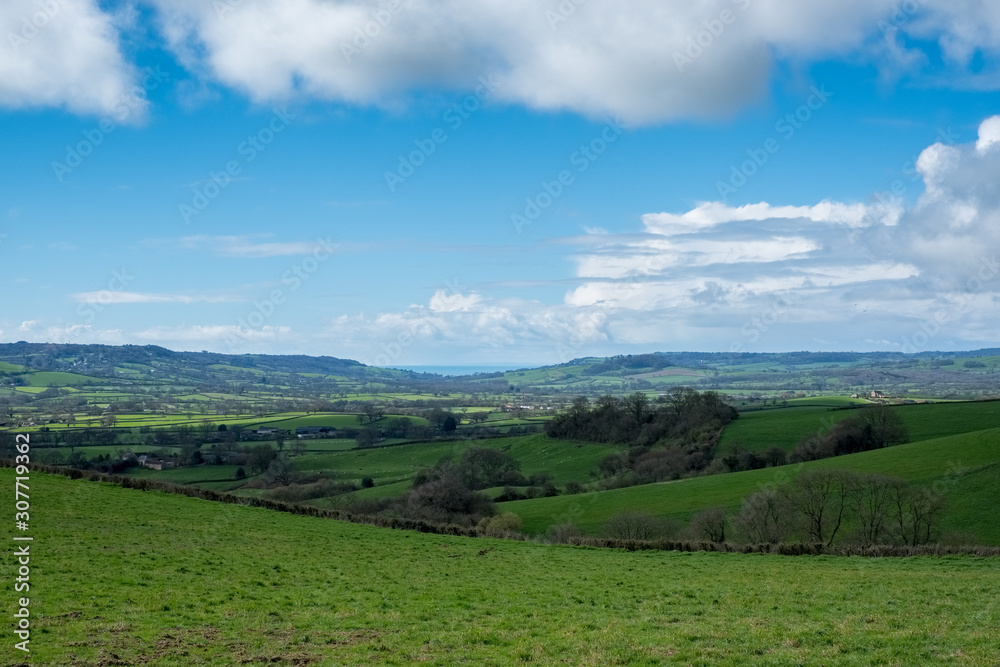 Scenic View of the Undulating Countryside of Somerset