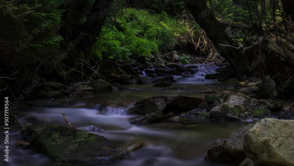 Game of light and shadow on mountain river in forest. Game of light and shadow on mountain river in forest.
