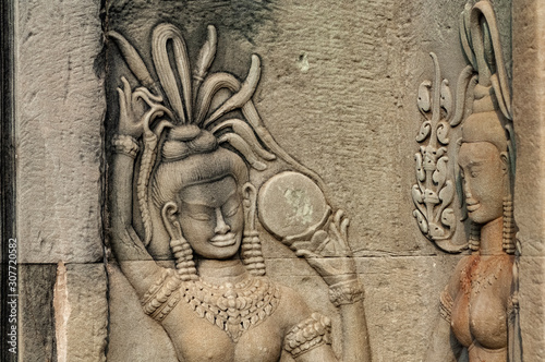 Relief carved Apsaras photo