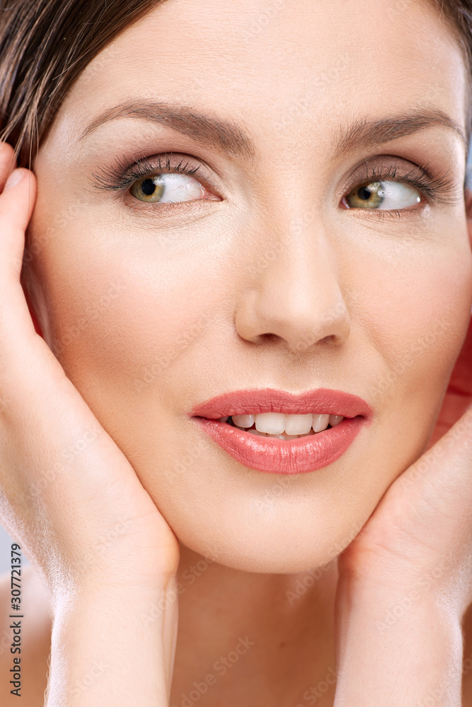 isolated portrait woman face with clean skin. isolated portrait woman face with clean skin.