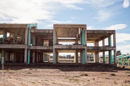 Storehouse under construction in Greece with columns which has not been completed