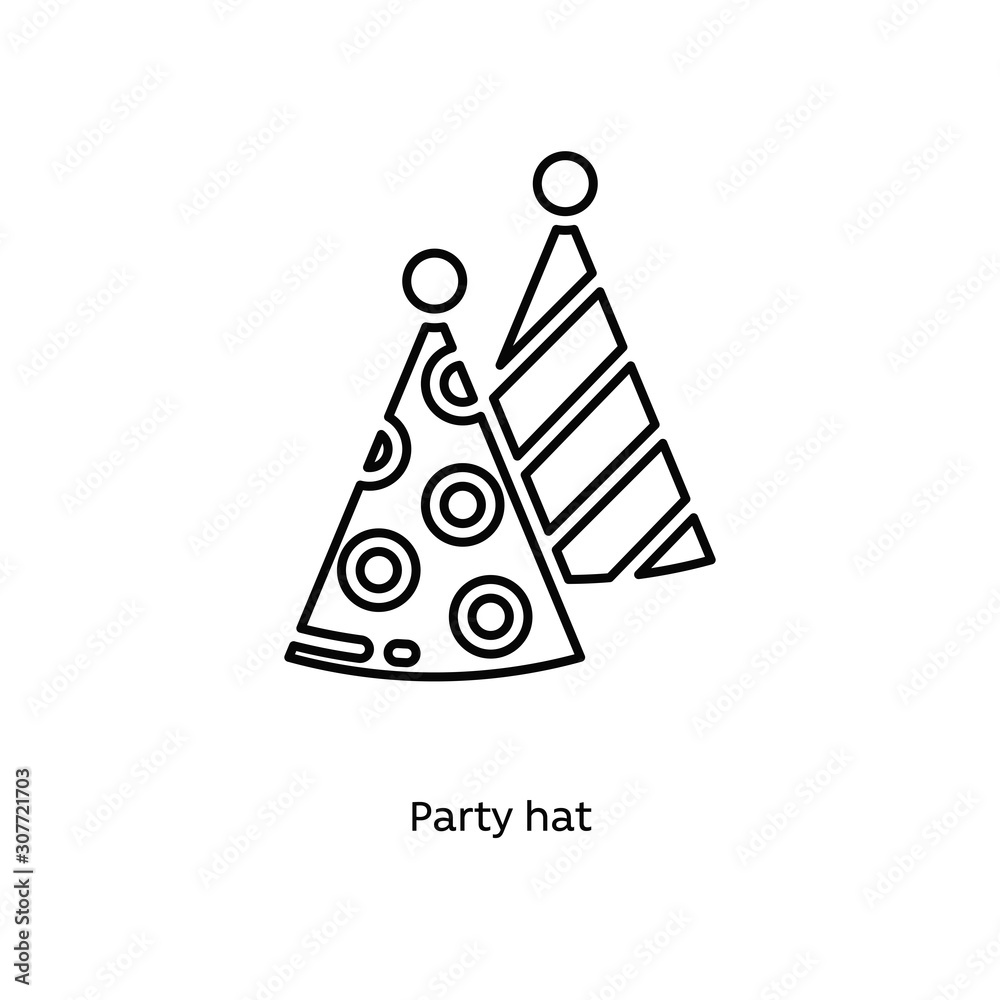 Party hat linear icon vector illustration on white background Party hat linear icon vector illustration on white background