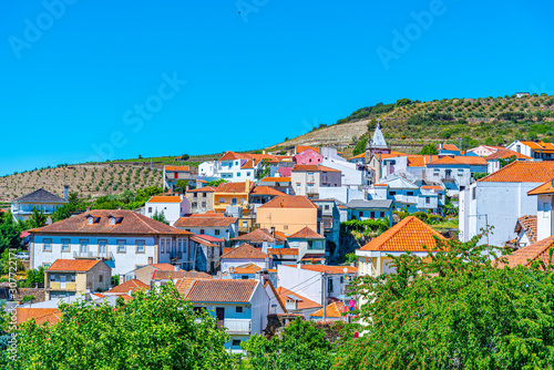 Vineyards and villages at slopes of Douro Valley in Portugal photo