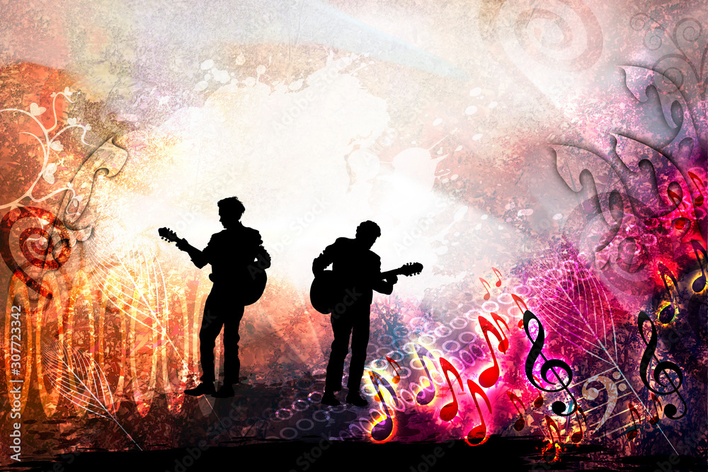 Obraz premium Guitar player. Music festival illustration