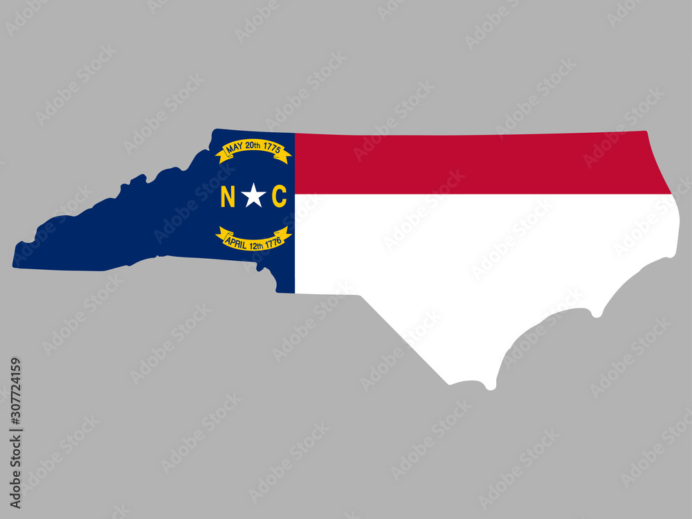 Fototapeta premium North Carolina Map Flag Vector