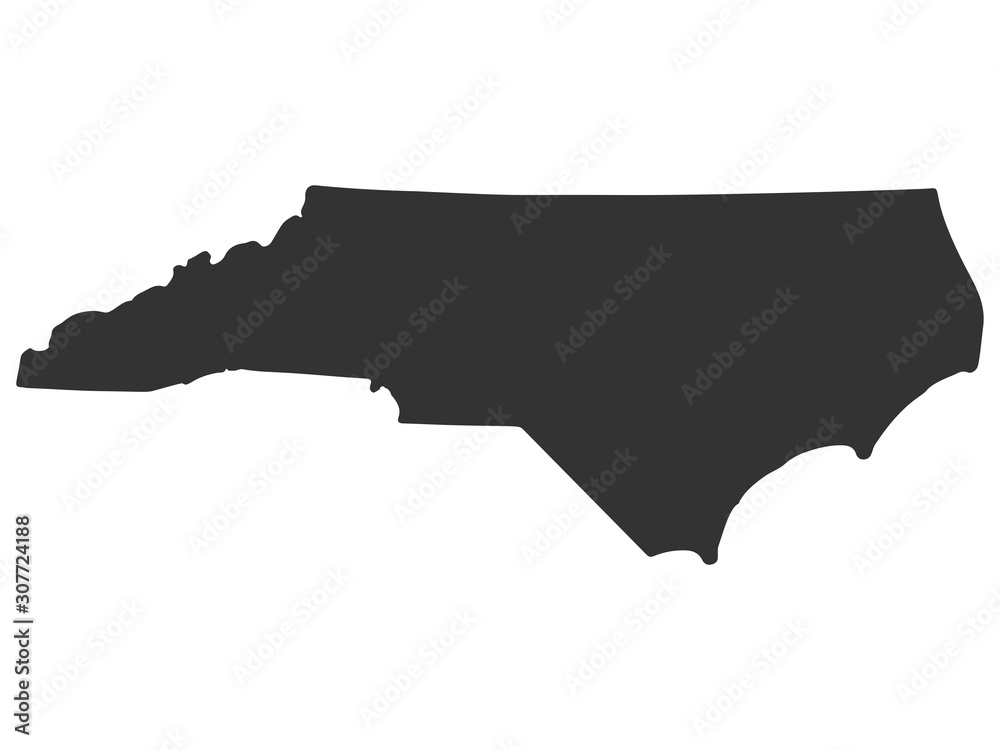 Obraz premium North Carolina Map Silhouette Vector