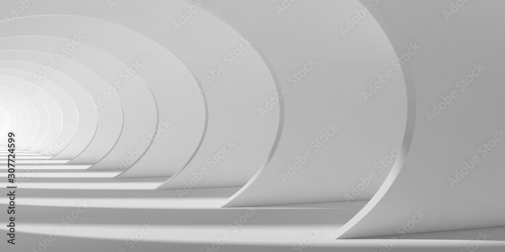 Fototapeta premium Streszczenie biały tunel wnętrze 3d