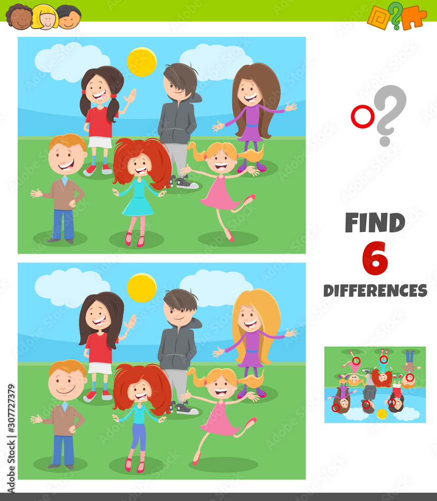 differences game with kids and teens characters group differences game with kids and teens characters group