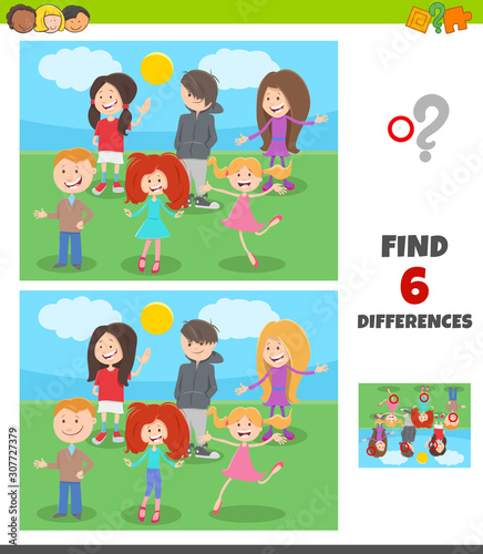 differences game with kids and teens characters group