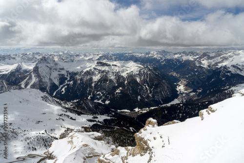 View from Sass Pordoi in the Upper Part of Val di Fassa