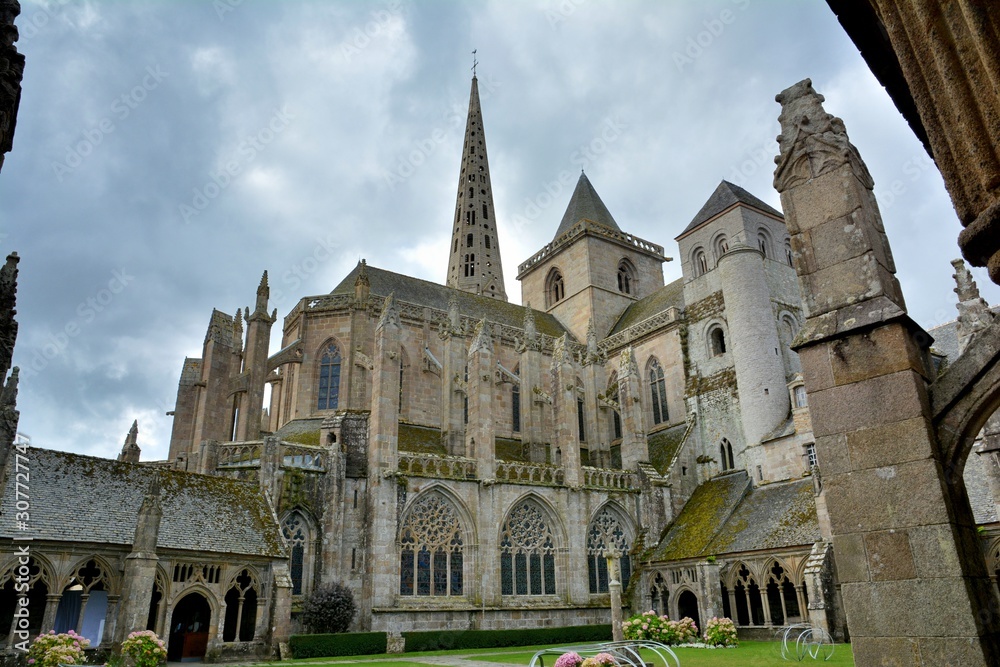 The beautiful cloister of the Treguier cathedral in Brittany