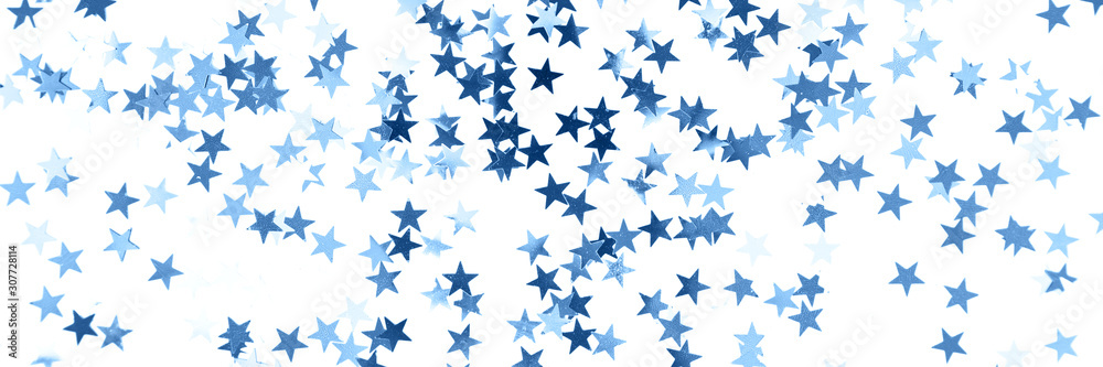 Banner with stars confetti toned blue color isolated on white background. Banner with stars confetti toned blue color isolated on white background.