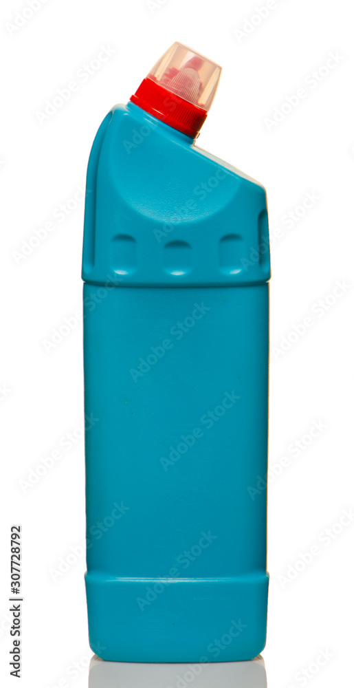 Blue bottle with detergent isolated on a white background. Blue bottle with detergent isolated on a white background.