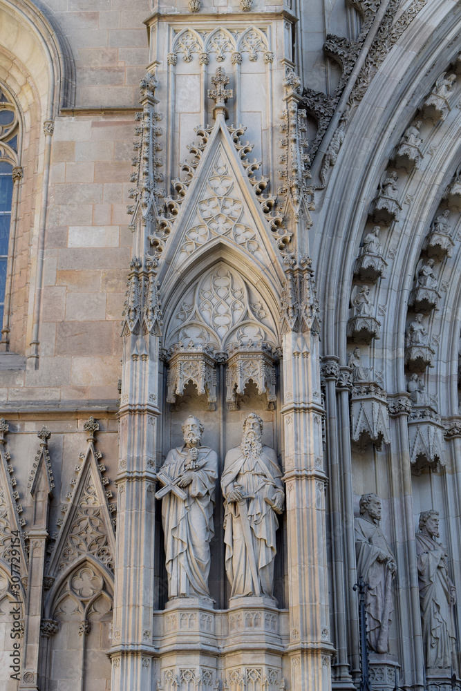 Fototapeta premium Detail of Carved Stonework on Barcelona Cathedral