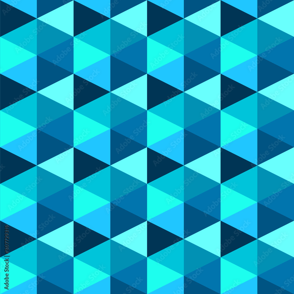 Hexagonal colorful geometric seamless pattern, different shades of blue colors. Vector decorative ornament. Hexagonal colorful geometric seamless pattern, different shades of blue colors. Vector decorative ornament.