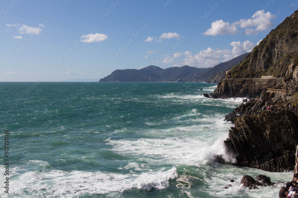 Landscape near Riomaggiore in the National Park of Cinque Terre, Liguria, Italy.