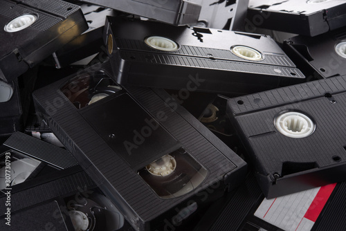 VHS videocassettes on the table