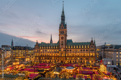 Hamburg at Christmas - Christmas market at the town hall market photo