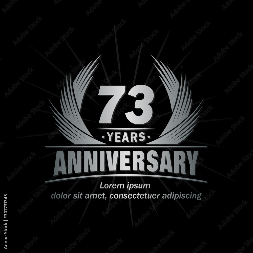 73 years logo design template. Anniversary vector and illustration template. 73 years logo design template. Anniversary vector and illustration template.