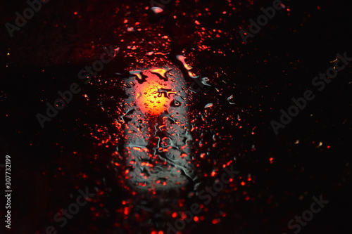 Rainy Windscreen and Traffic Light