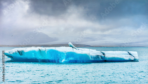Blue ceberg Jokulsarlon Glacier Lagoon Iceland