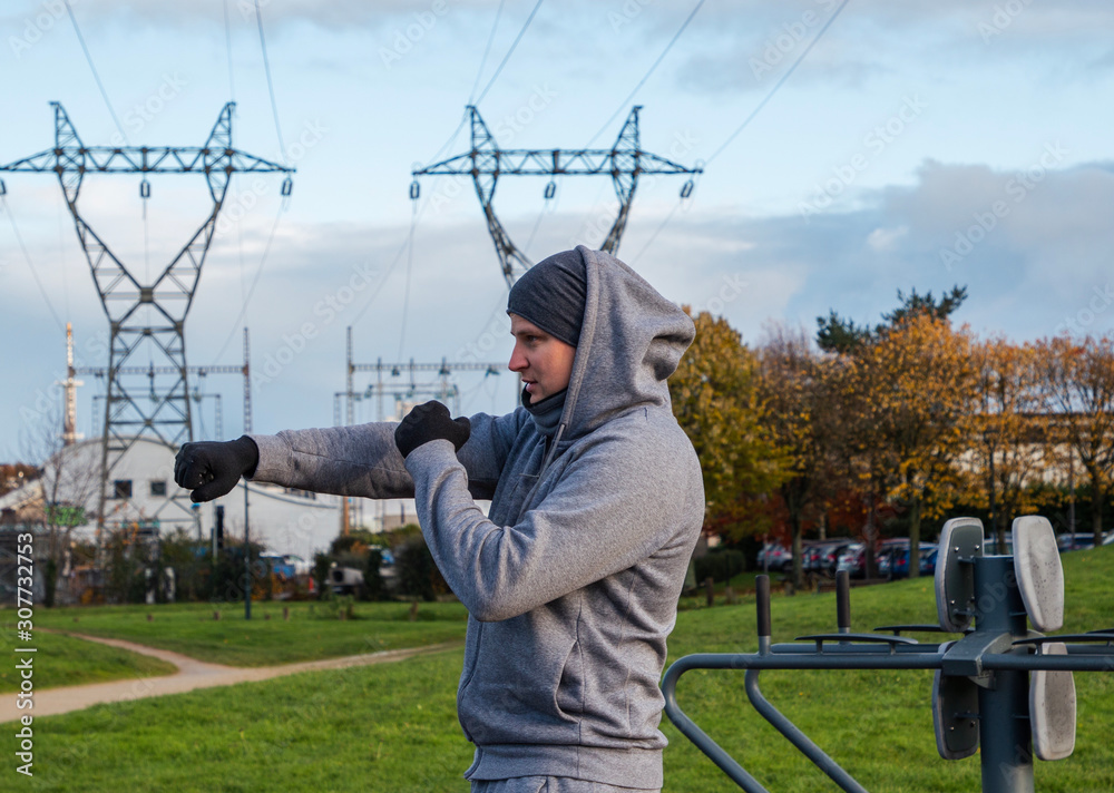 man go in for sports outdoors, workout outdoors, sport is health