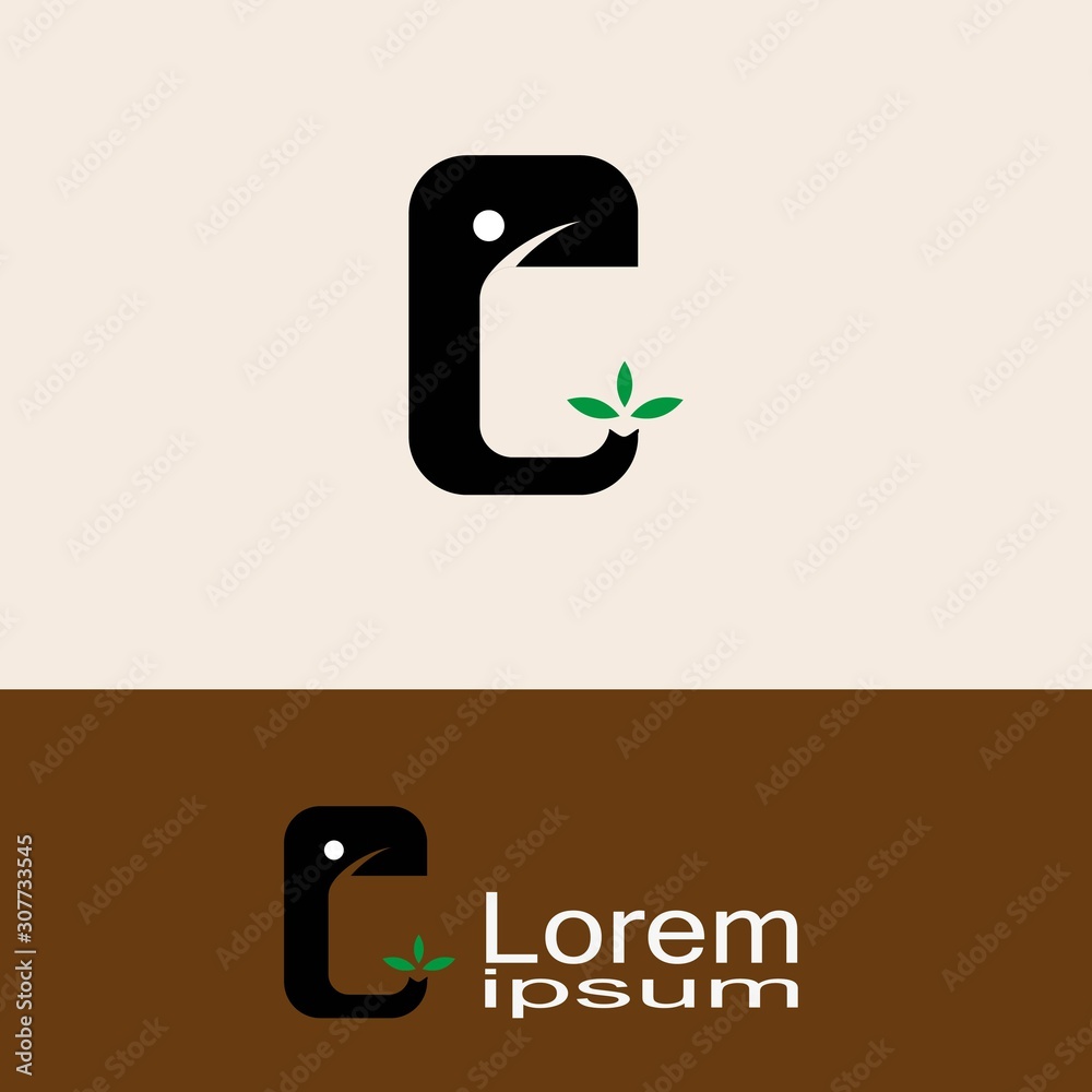 Elephant square shape Logo abstract design vector template Linear style. Animal Logotype concept icon