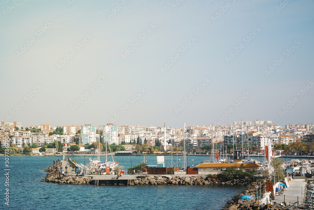 General view of Canakkale city in Turkey. Canakkale is a popular tourist attraction in Turkey. Travel and Vacation concept.
