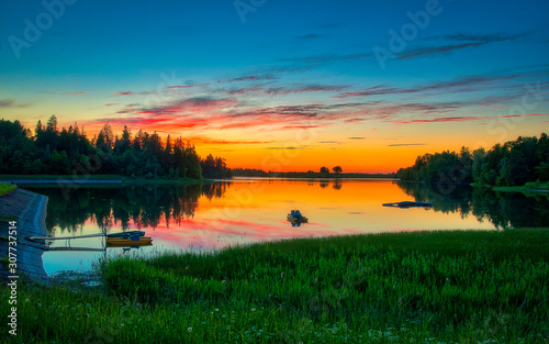 sunset over lake