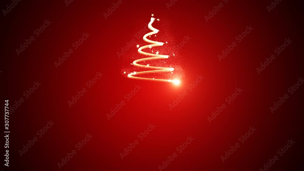 Abstract Christmas tree on red background