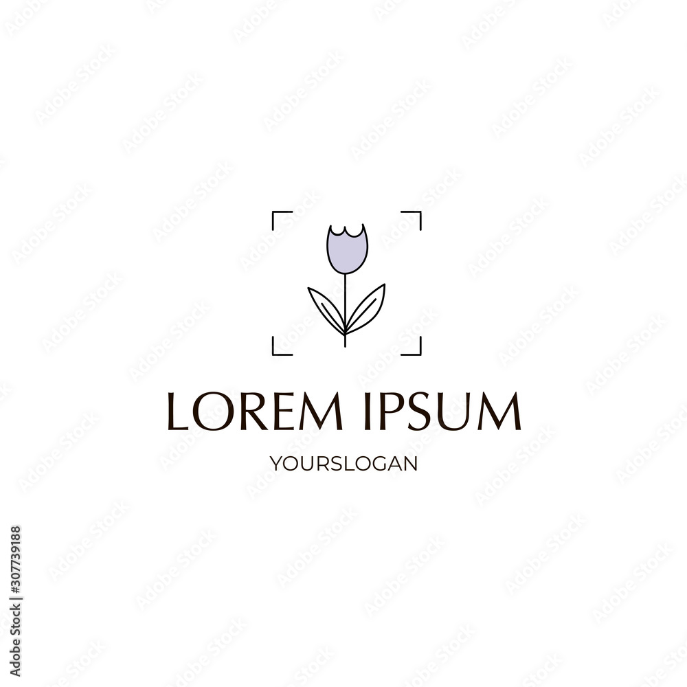 Obraz premium Logo template with floral picture icon. Premade logotypes for entrepreneurs. Vector logo design