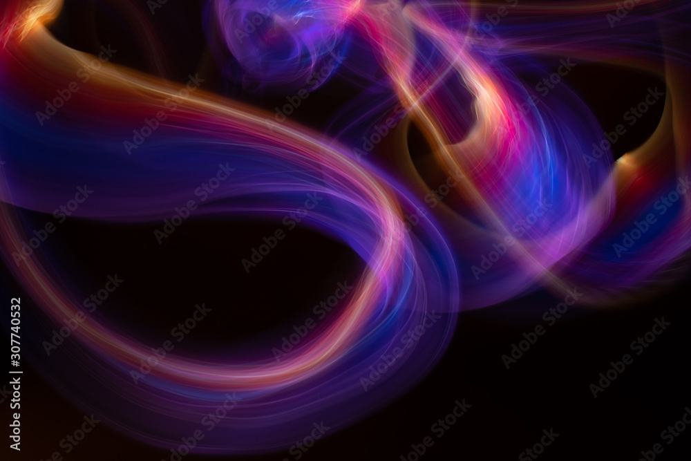 Chaotic movement of different bands on a black background Chaotic movement of different bands on a black background