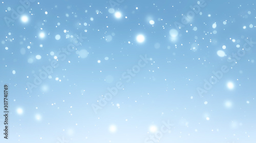 Snow bokeh one blue background for Christmas  © Amimy