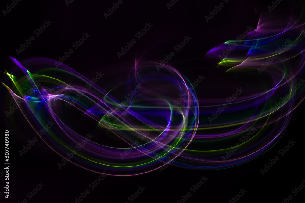 Chaotic movement of different bands on a black background Chaotic movement of different bands on a black background