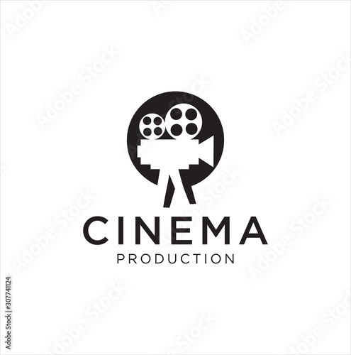 Cinema logo movie emblem template . Movie Production Logo .Film Camera Logo Template . film strip cinema , Videography Logo Images